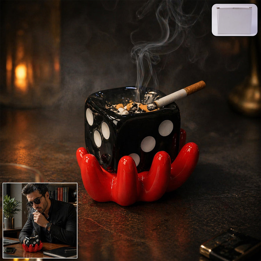 Premium Designer Ceramic Ashtray with Dice Shape Bowl (1 Pc)