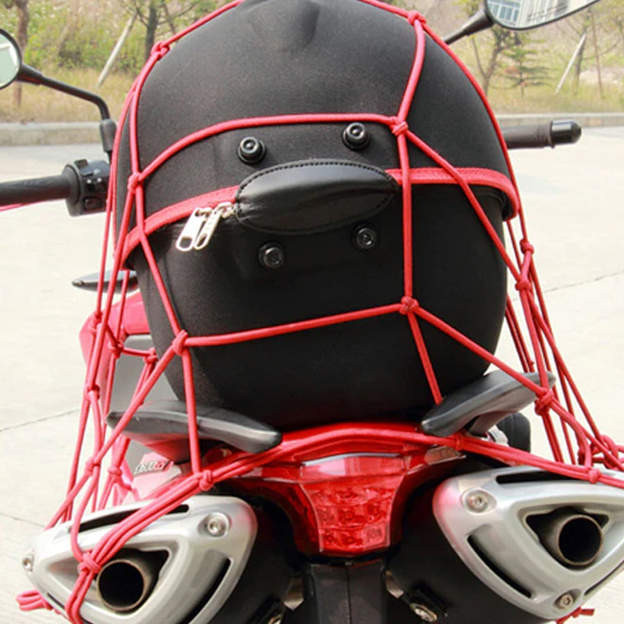 Heavy-Duty Elastic Bungee Cargo Net Mesh Holder - 4 Adjustable Hooks for Motorcycle