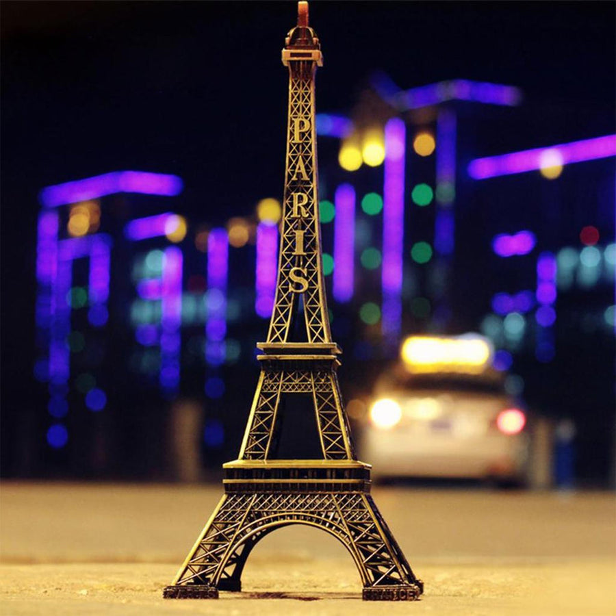 Antique 3D Eiffel Tower Statue - Metal Paris Landmark Decorative Showpiece