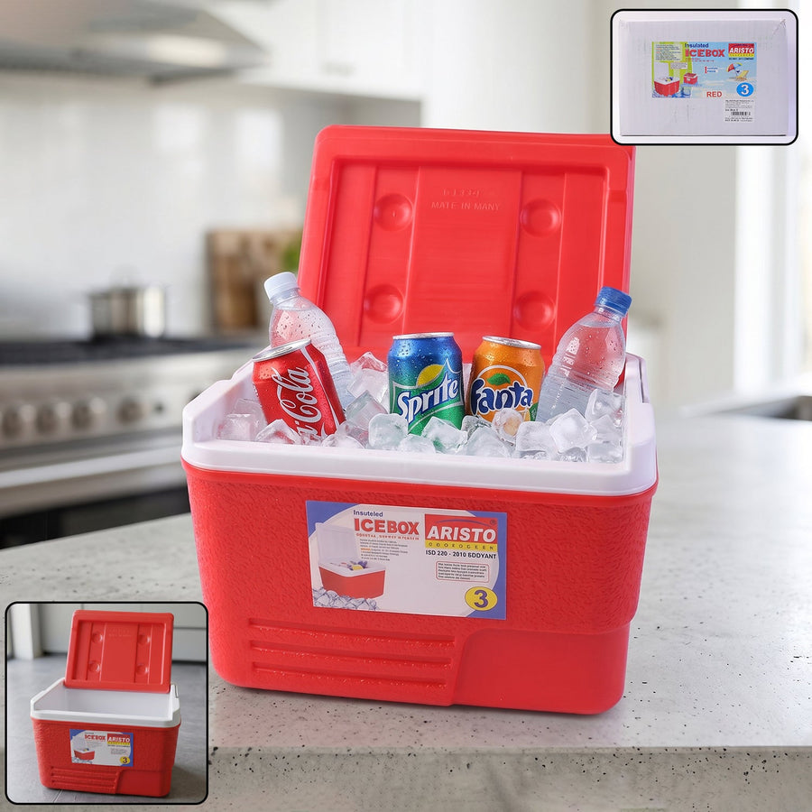 Heavy Duty Insulated Ice Box (1 Pc, Red / 3Ltr)