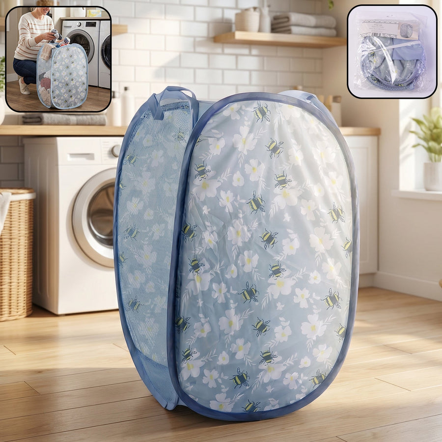 Foldable Mesh Laundry Bag Hamper (1 Pc, 36x36x56 Cm)