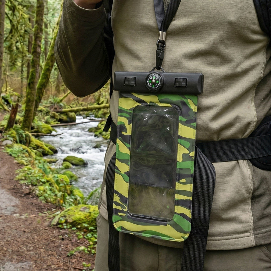 Mix Color Waterproof Mobile Pouch with Compass – 1 Pc Universal Phone Case with Lanyard
