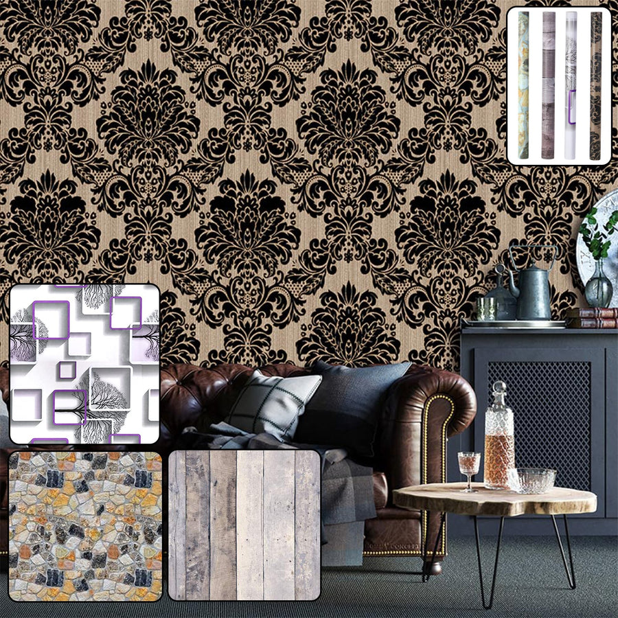 Self-Adhesive Waterproof Wallpaper Roll - (1 Pc / Mix Design)