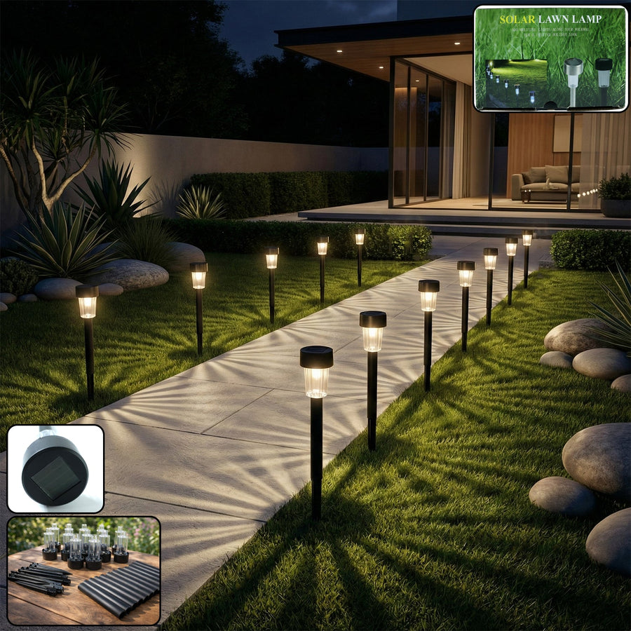 Solar Powered Lawn Pathway Light Set (12 Pcs Set)